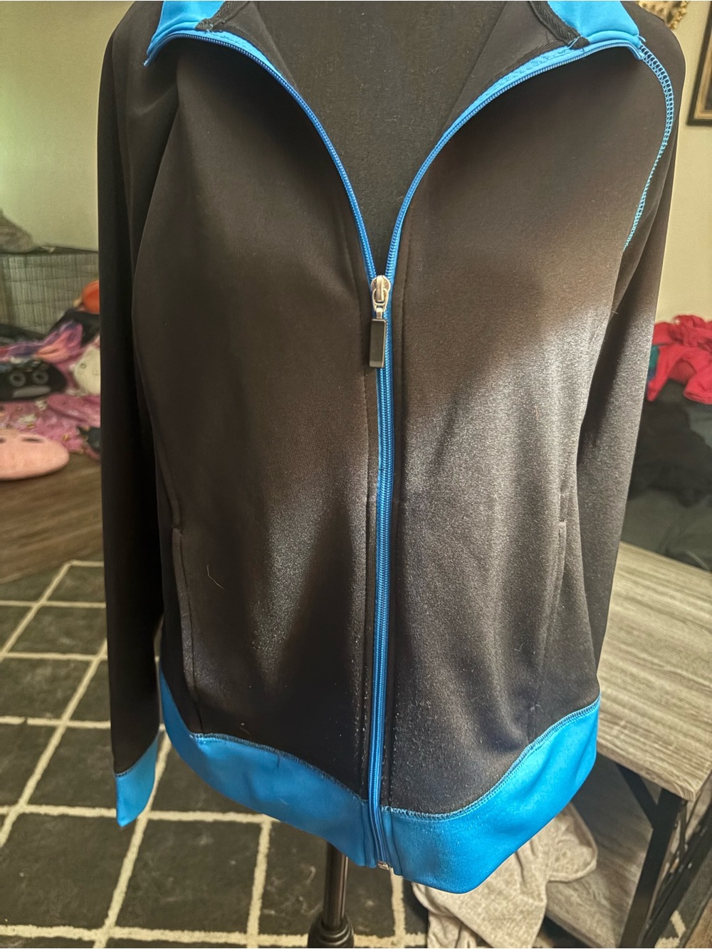 be inspired Black Pullover with Bright Blue Trim